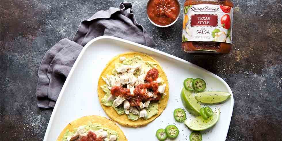 Avocado Chicken Tostadas with Texas Style Salsa